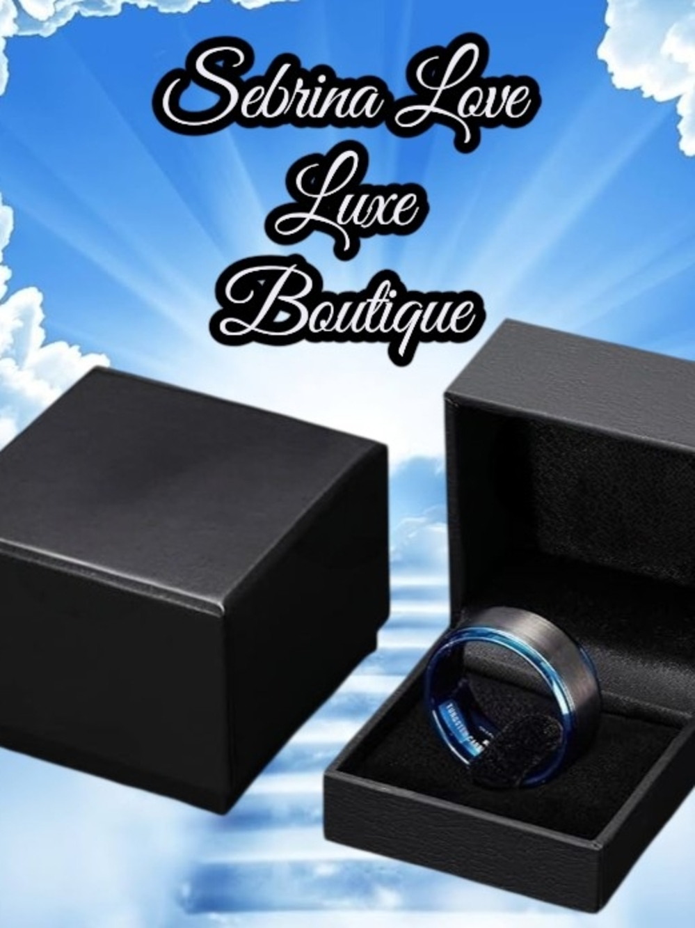 Blue and Black Men's Brushed Tungsten Ring Wedding Band